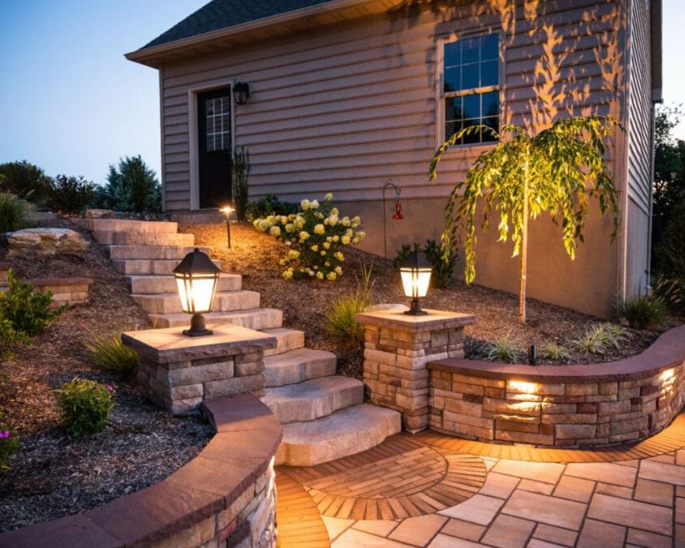Front Yard Path With color changing lighting nyc